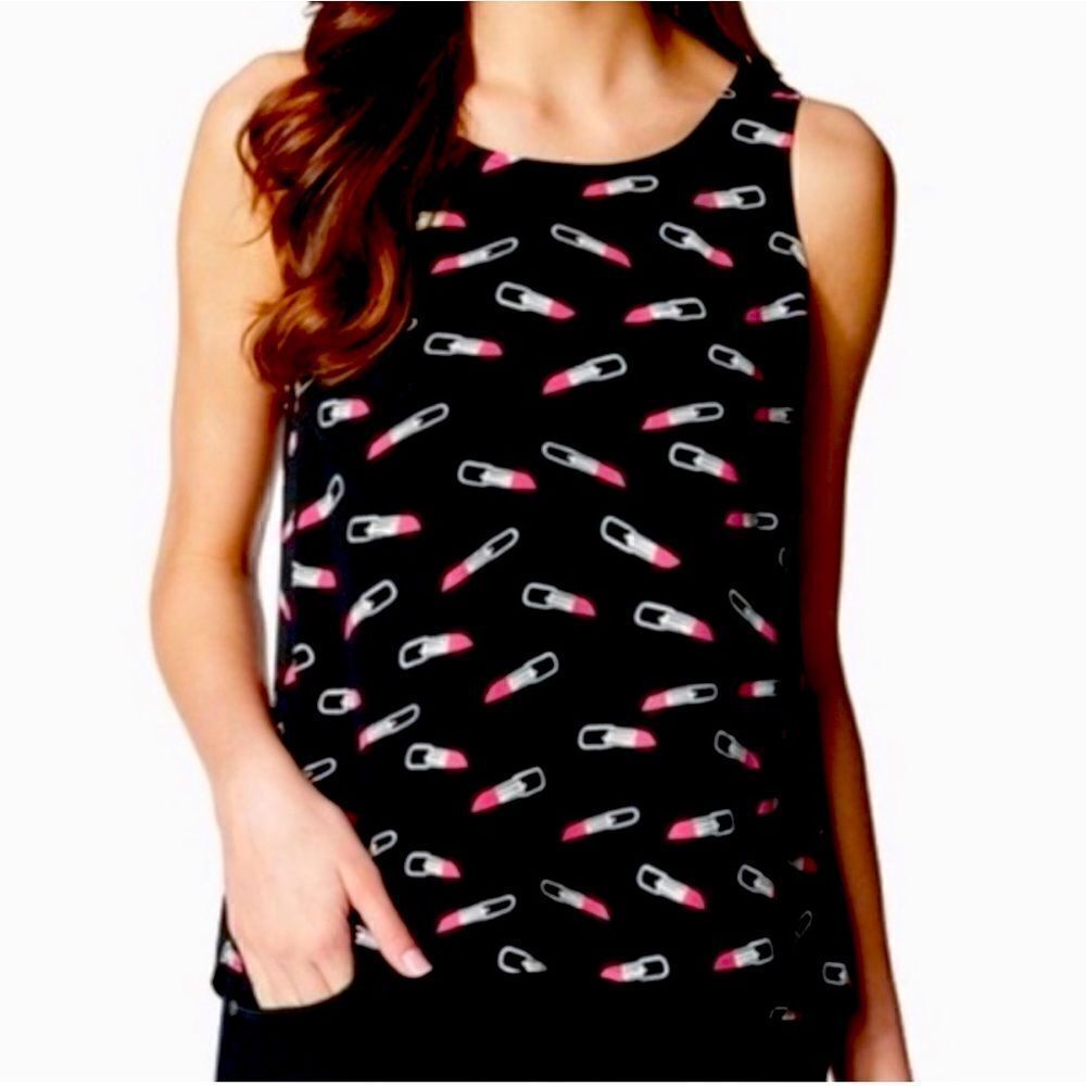 Charming Charlie Graphic Lipstick Tank Top Size Large
